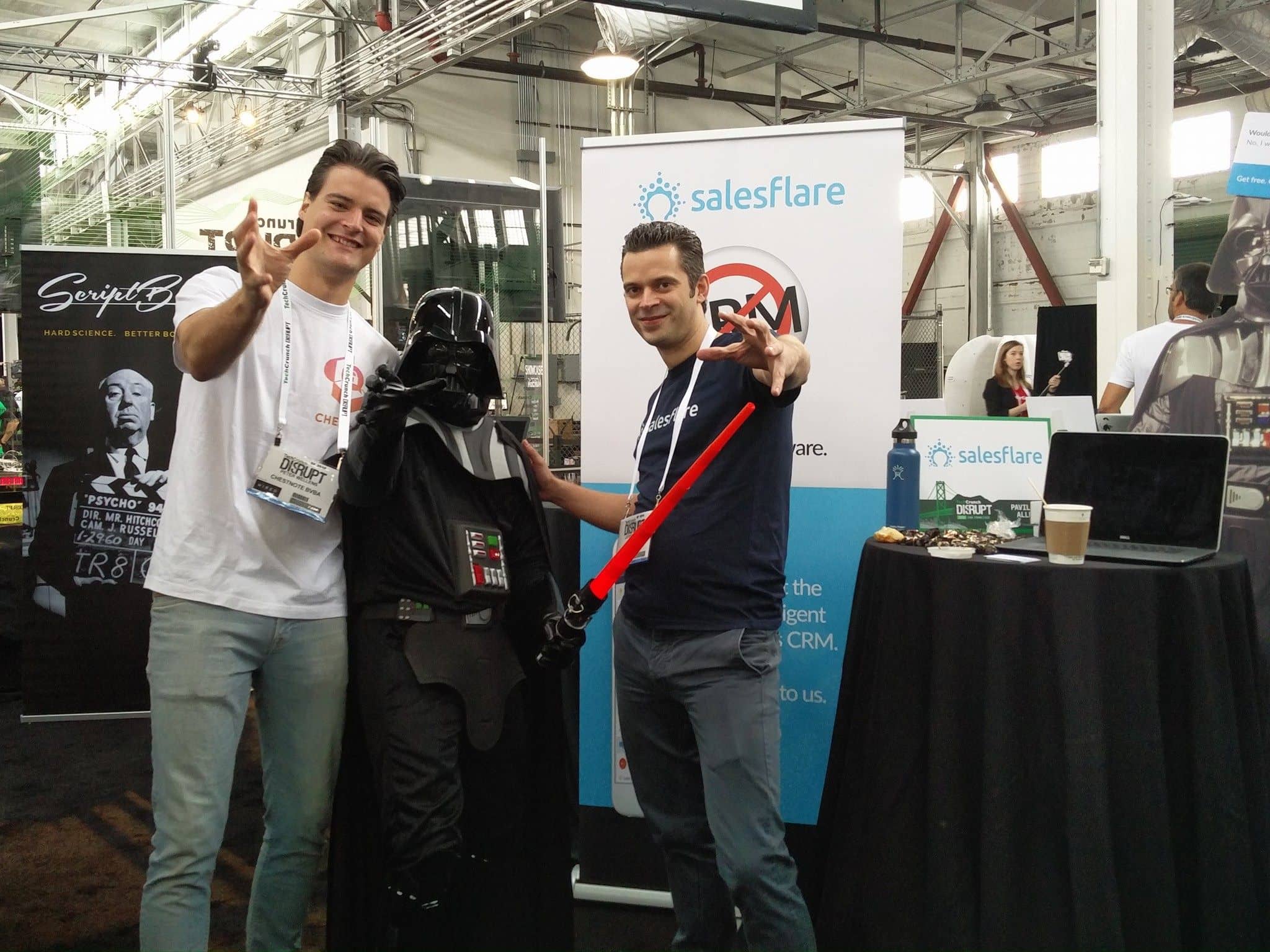 The Salesflare team at an event with their company booth